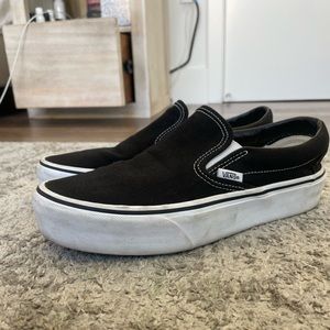 Platform black slip on vans